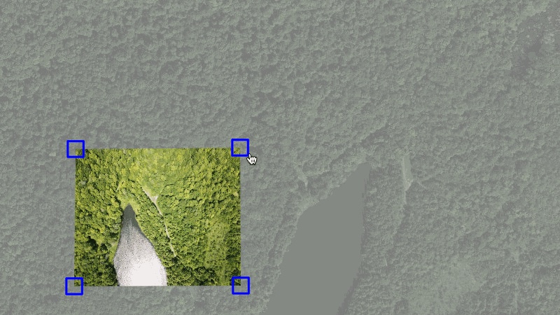 Aerial photograph being aligned over a reference map in MapKnitter